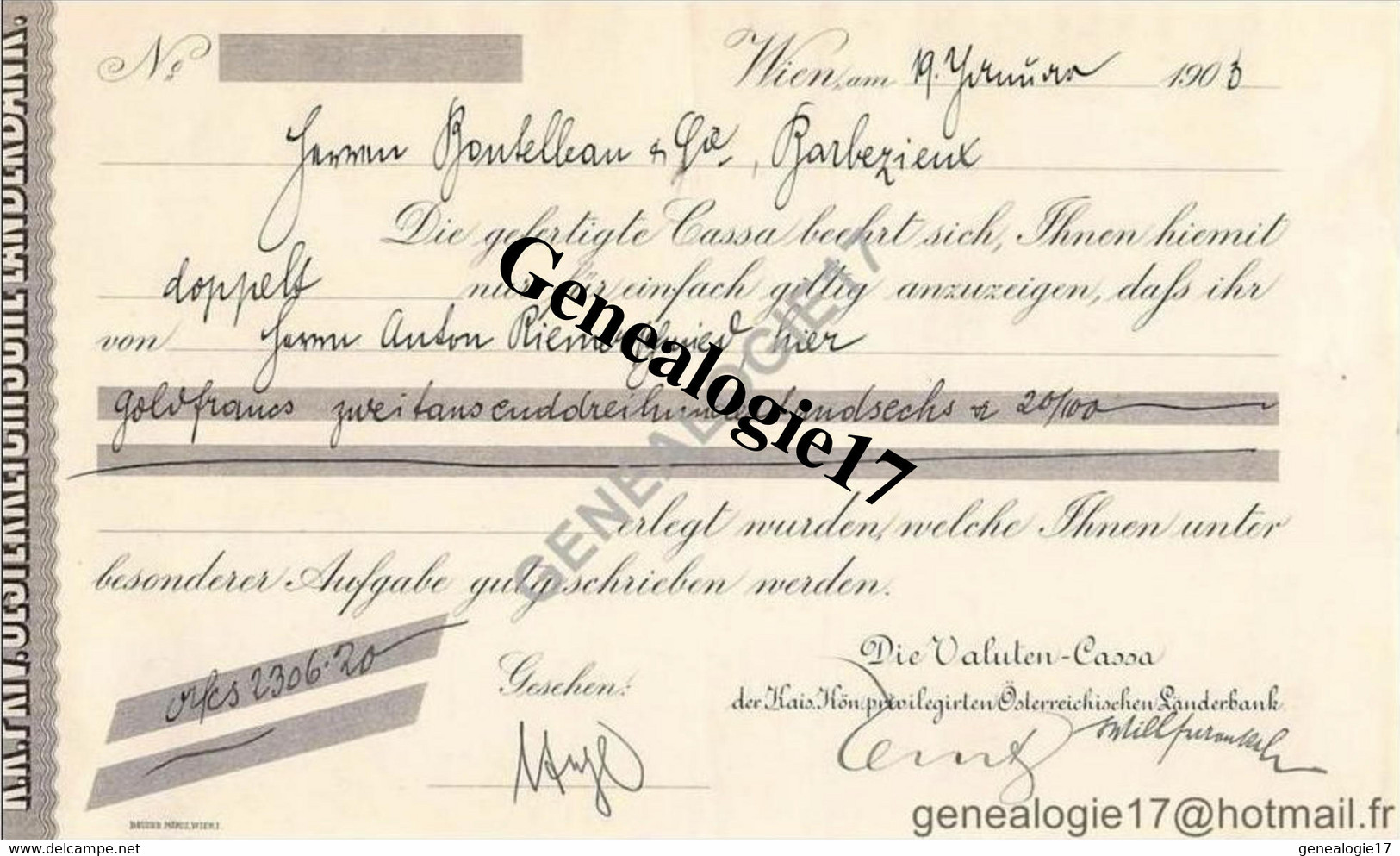 96 0811 AUTRICHE AUTRIA WIEN VIENNE 11903 DIE VALUTEN CASSA - Austria