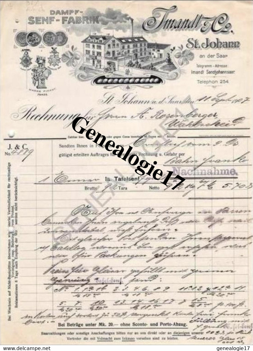 96 0669 AUTRICHE SAINT JOHANN VON BASSEL 1907 Dampf Senf Fabrik IMANDT Co - Austria