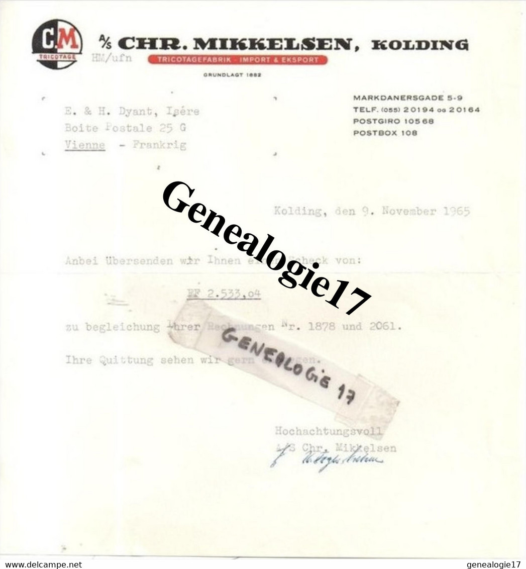 96 0446 DANEMARK KOLDING 1965 Tricotagefabrik CHR. MIKKELSEN KOLDING - Otros & Sin Clasificación