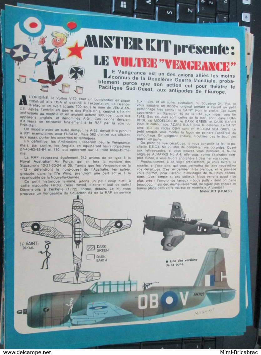 SPI920 Page De SPIROU Années 70 / MISTER KIT Présente LE VULTEE VENGEANCE FROG 1/72e - Avions