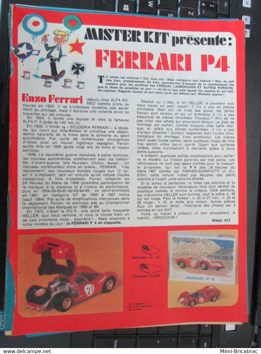 SPI920 Page De SPIROU Années 70 / MISTER KIT Présente LA FERRARI P4 HELLER 1/24e - Voitures