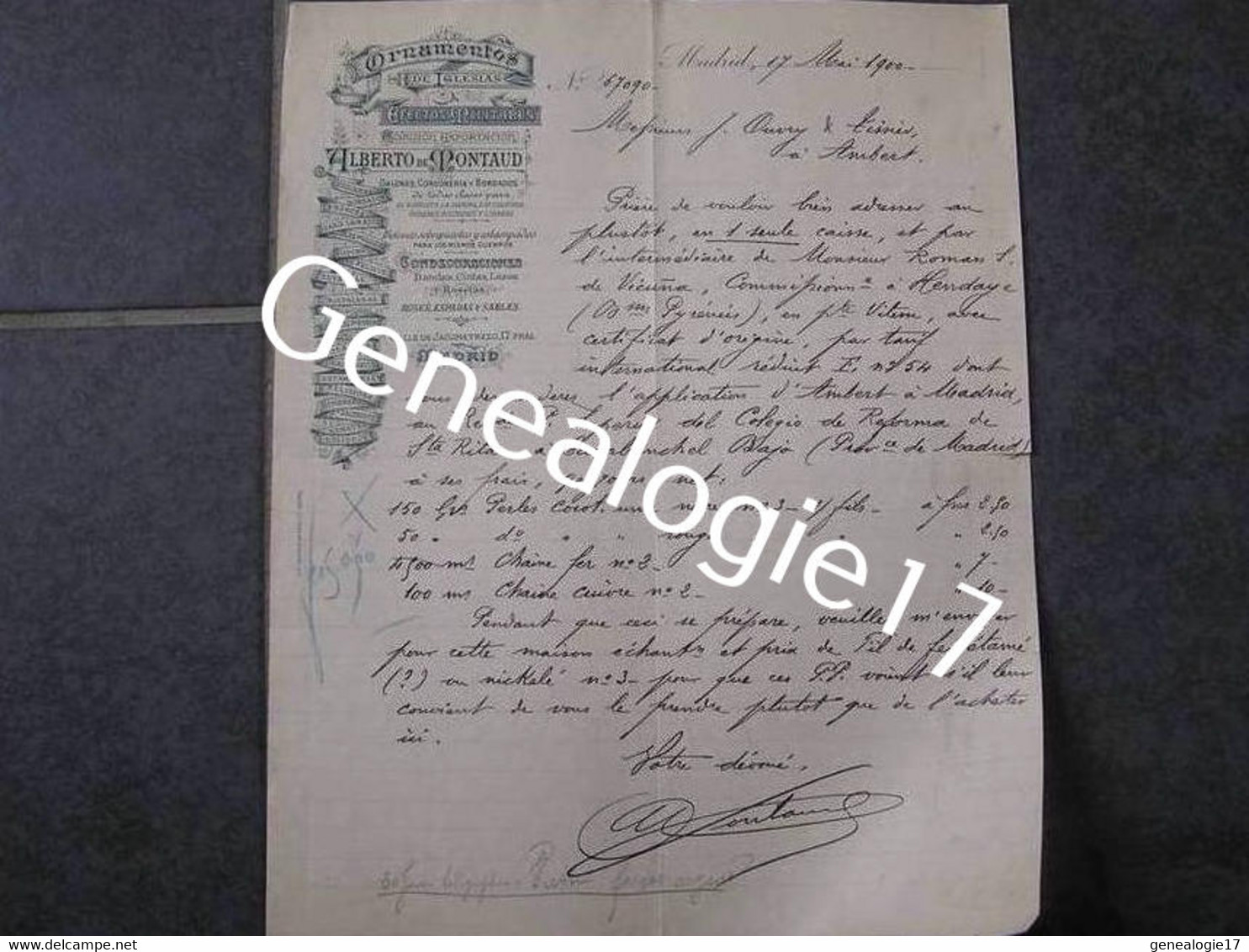 F ESPAGNE MADRID Ornementos De Iglesias ALBERTO MONTAUD 1900 - Spanien