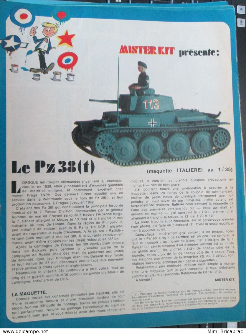 SPI920 Page De SPIROU Années 70 / MISTER KIT Présente LE PANZER 38(T) ITALERI 1/35e - Véhicules Militaires