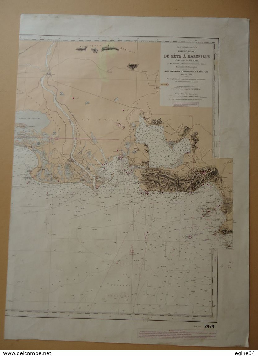 3 cartes Marines - Mer Méditerranée - Côte de France et d'Italie - N. 2358, N. 2474, N. 6951-