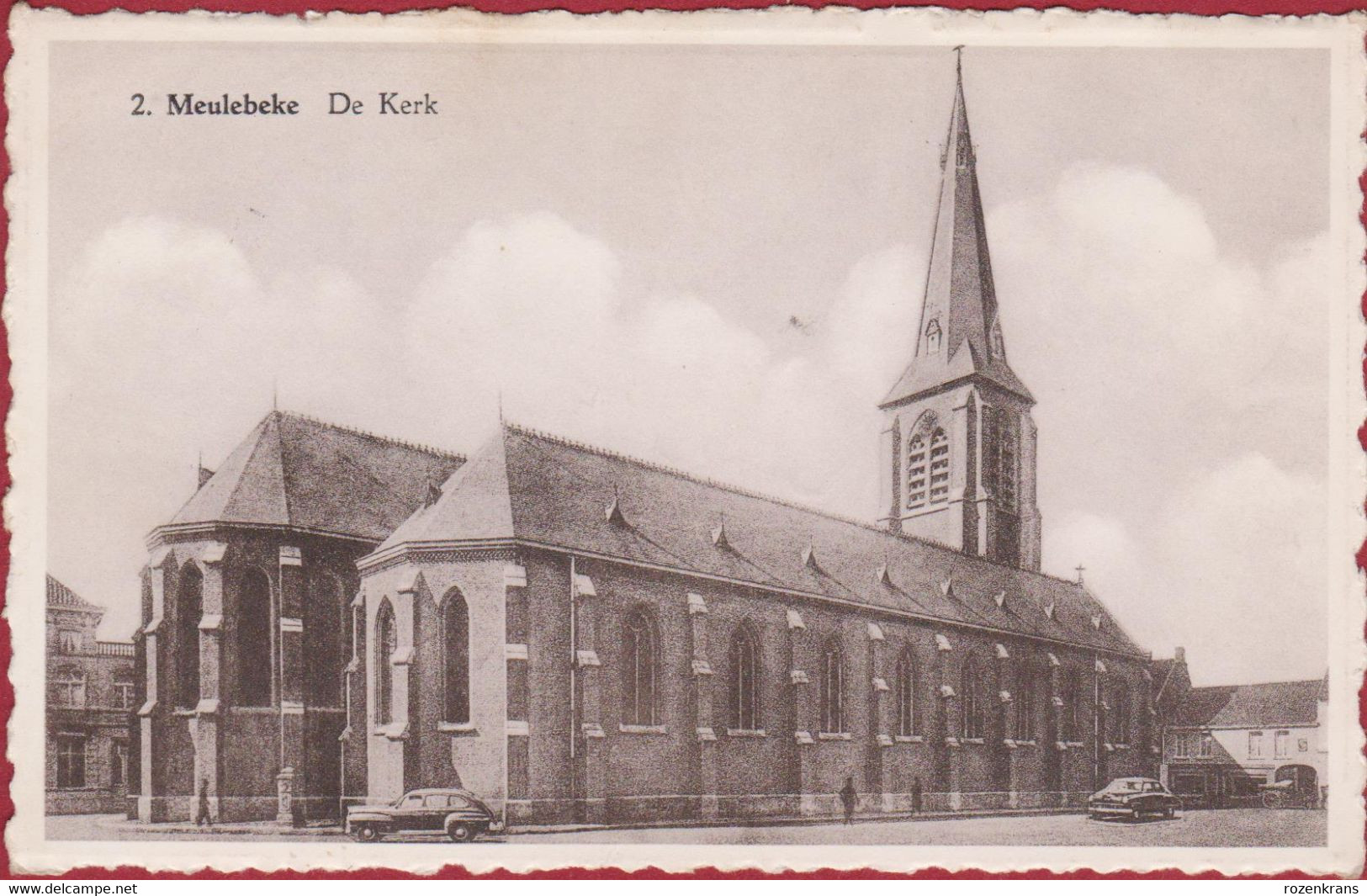 Meulebeke De Kerk Sint-Amanduskerk Sint-Amandus Geanimeerd Voiture Car Oldtimer Retro (In Goede Staat) - Meulebeke