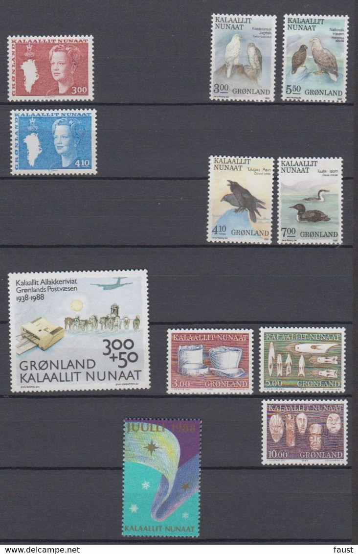 1988 ** GREENLAND (Sans Charn,MNH, Postfris) YEAR PACK     Yv. 167/8 169/2 173 174/6 Mi. 179/0 181/4inc. CHRISTMAS STAMP - Full Years