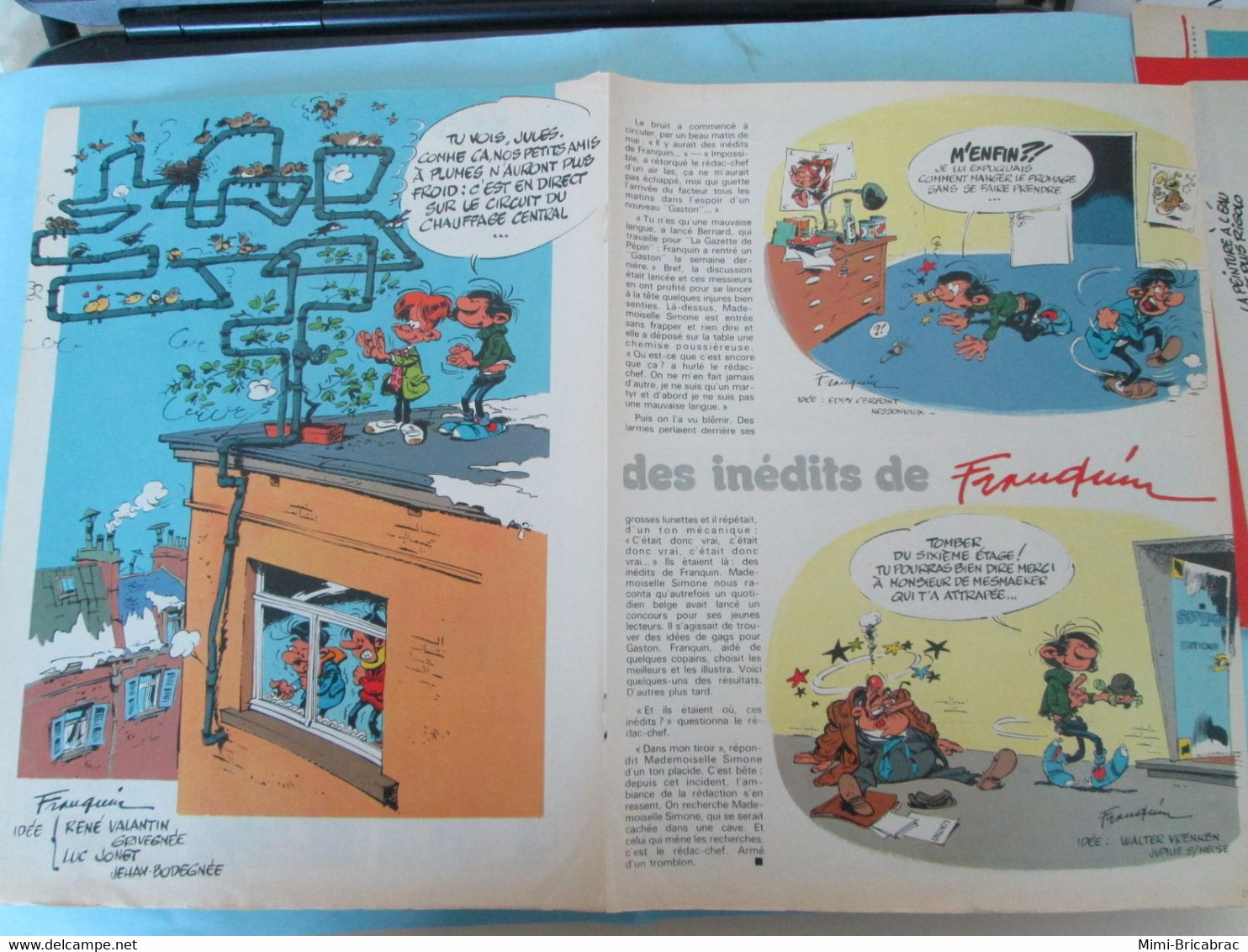 SPI920 : DOUBLE PAGE REVUE SPIROU ANNEES 70 : GASTON LAGAFFE - DES INEDITS DE FRANQUIN - Gaston