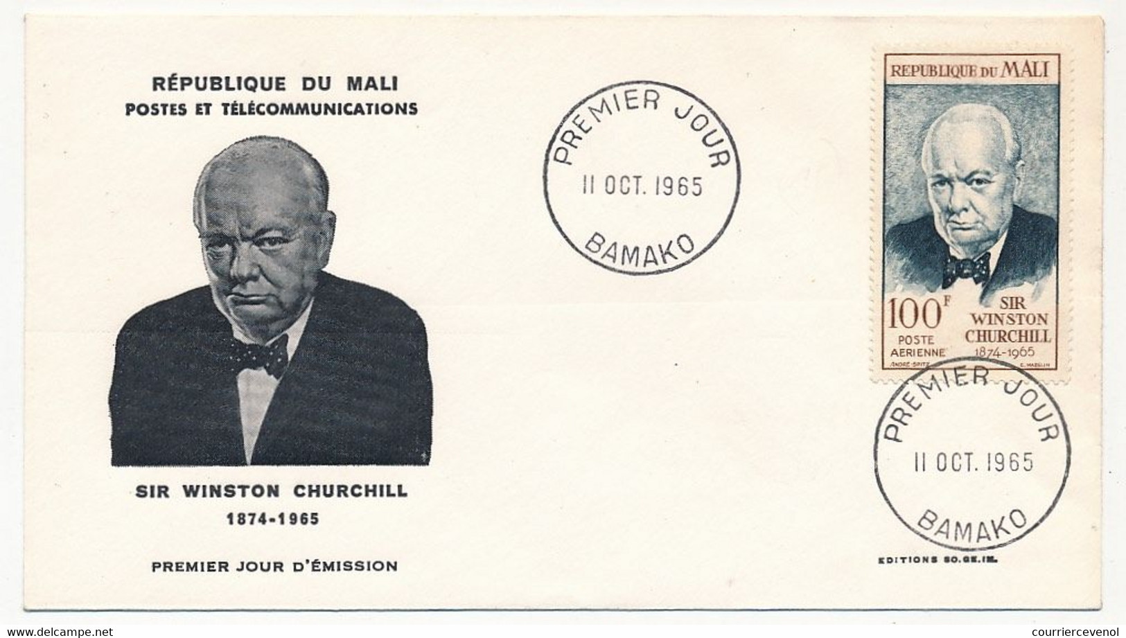 MALI => FDC => 100F Sir Winston CHURCHILL - Bamako - 11 Oct 1965 - Mali (1959-...)