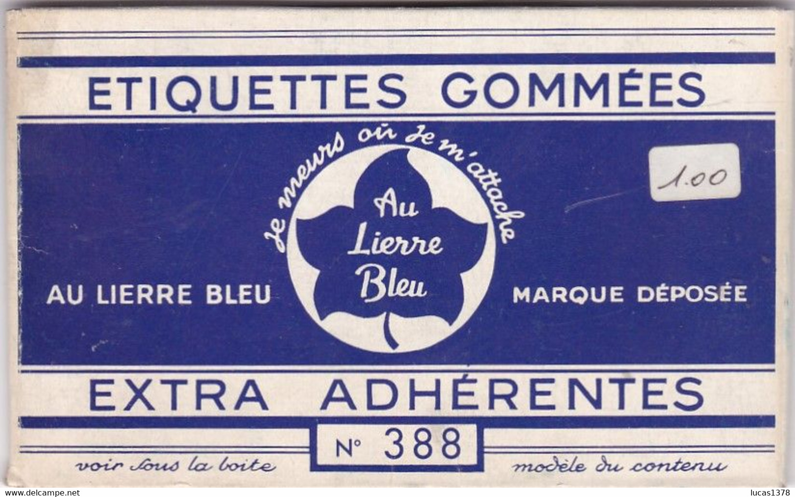 PAQUET D ETIQUETTES GOMMEES AU LIERRE BLEU / RESTE 3 ETIQUETTES / TTBE - Other & Unclassified