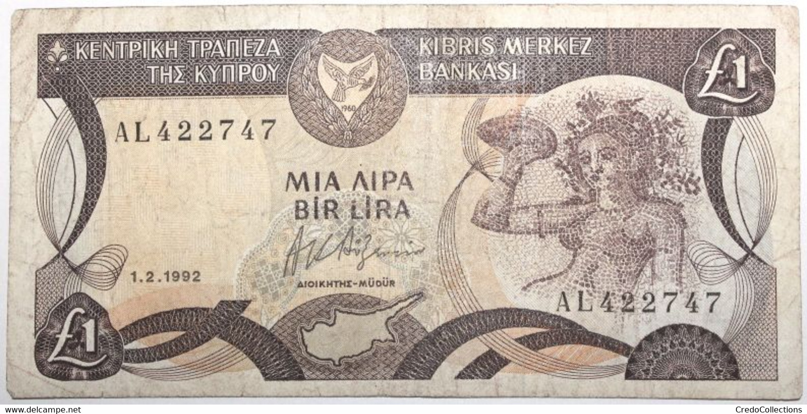 Chypre - 1 Pound - 1992 - PICK 53b.2 - TB+ - Cyprus