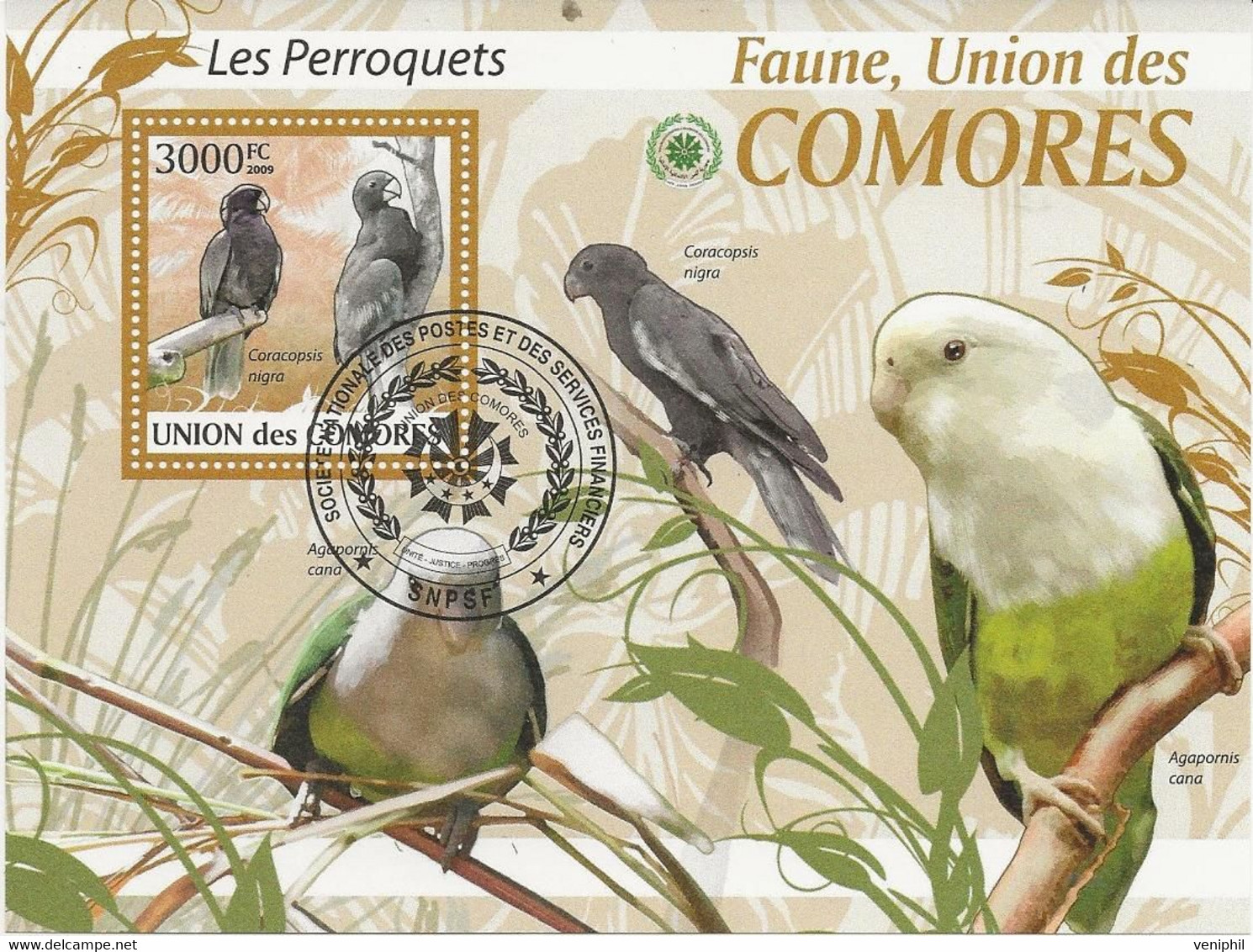 COMORES - BLOC FAUNE *LES PERROQUETS - OBLITERE -TB - ANNEE 2009 - COTE : 22 € - Comoren (1975-...)