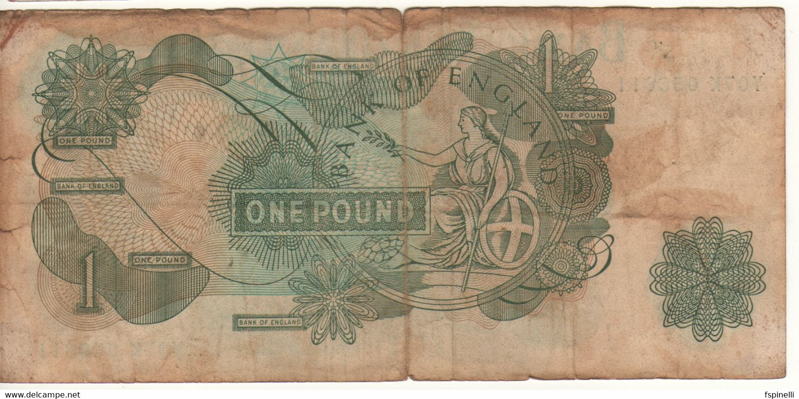 ENGLAND.   1  Pound    P374g  ( Queen Elizabeth II  -  Sign. J.B. Page     1977  ) - 1 Pound