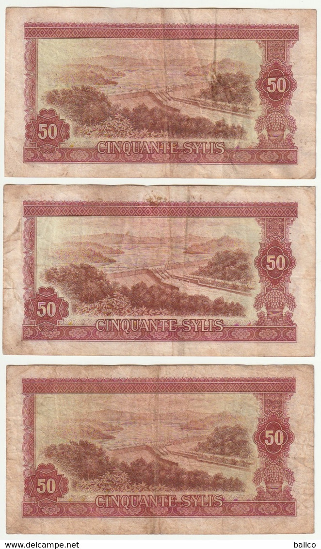 3 BILLETS  BANQUE CENTRALE DE LA REPUBLIQUE DE GUINÉE - CINQUANTE SYLIS  1960 - Guinea