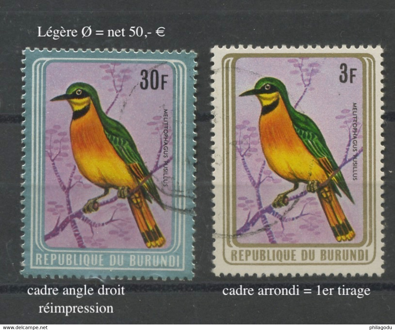 30F Oiseau.Ø.   Second Tirage Cadre Modifié - Used Stamps