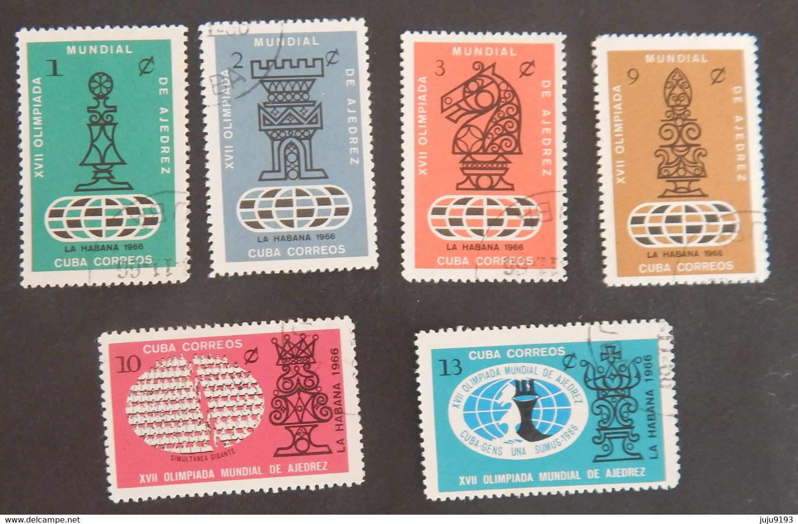 CUBA YT 1030/1035 OBLITERES "ECHECS" ANNÉE 1966 - Gebraucht