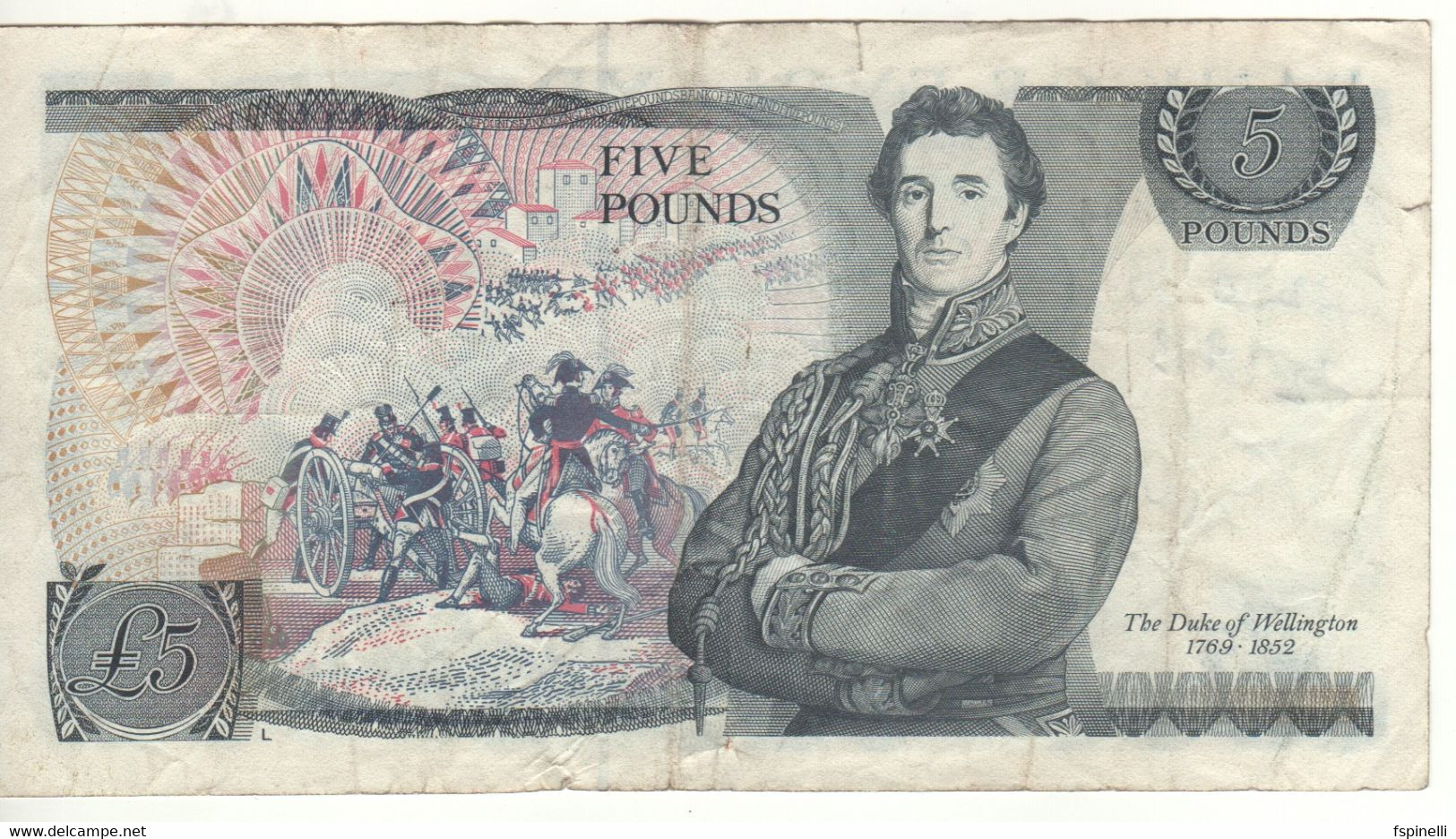 ENGLAND.   5 Pounds   P378f  (sign.  G.M. Gill  1991   Queen Elizabeth II - Duke Of Wellington, Battle In Spain ) - 5 Pond