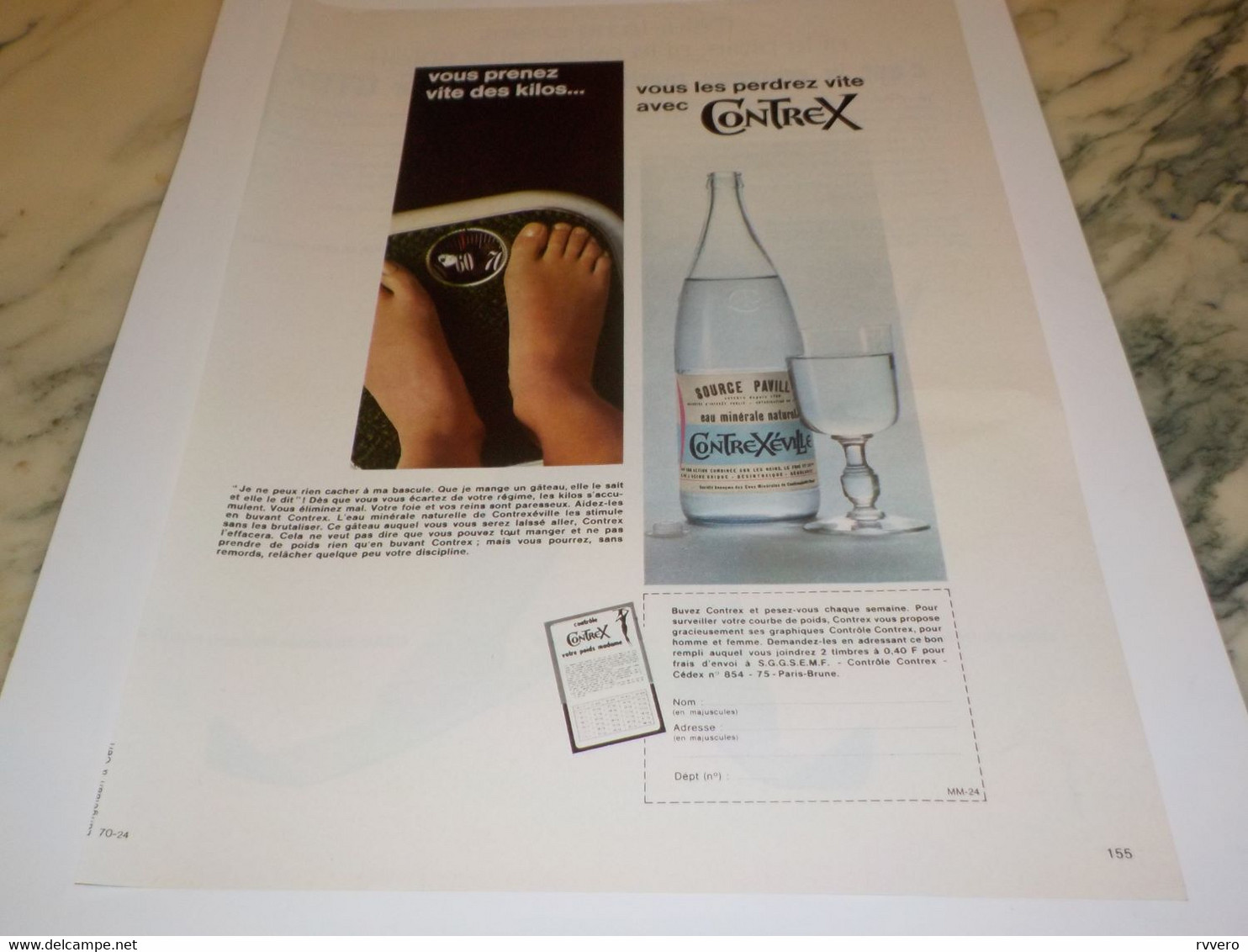 ANCIENNE PUBLICITE DES KILOS  CONTREX   1971 - Other & Unclassified