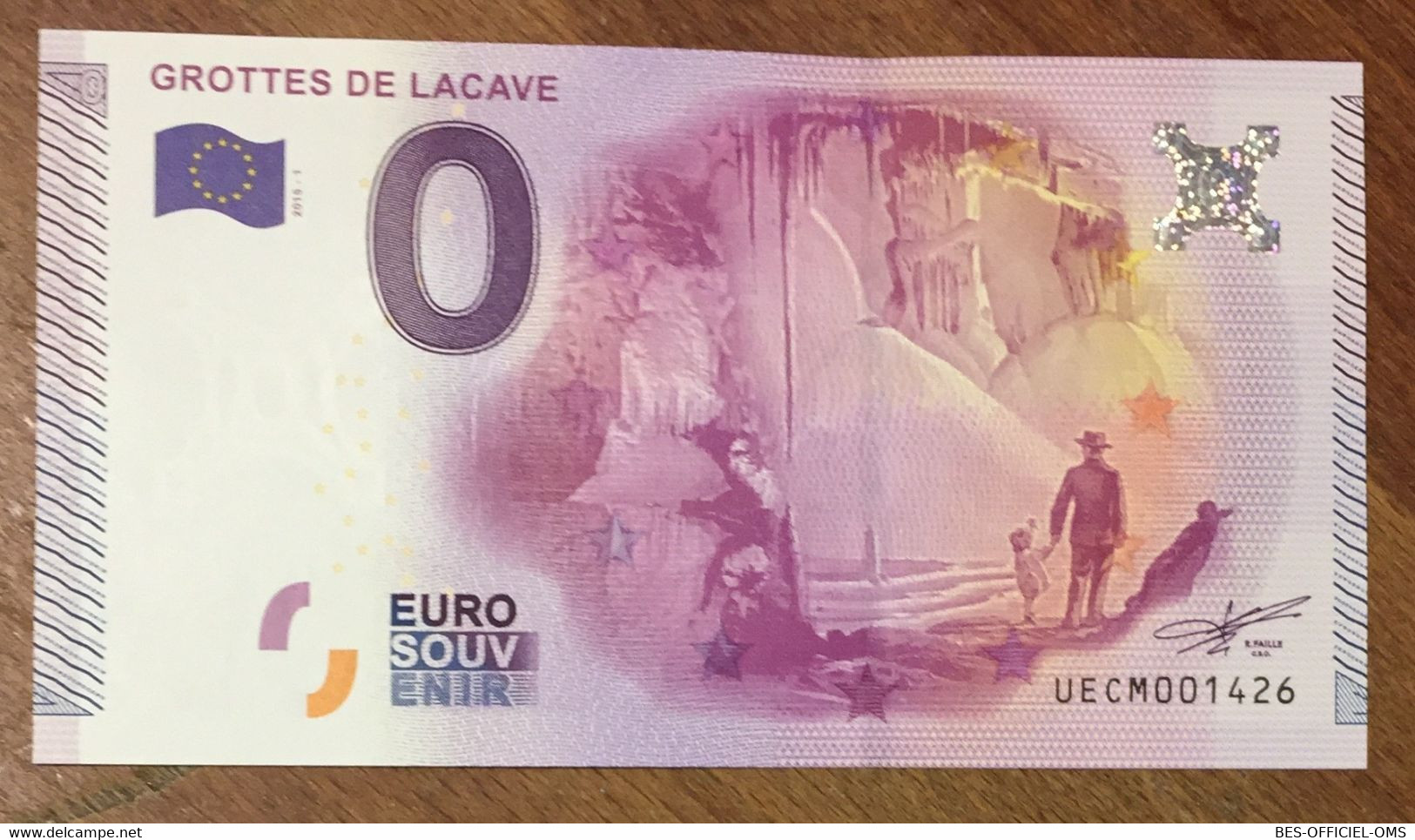 2015 BILLET 0 EURO SOUVENIR DPT 46 GROTTES DE LACAVE ZERO 0 EURO SCHEIN BANKNOTE PAPER MONEY - Essais Privés / Non-officiels