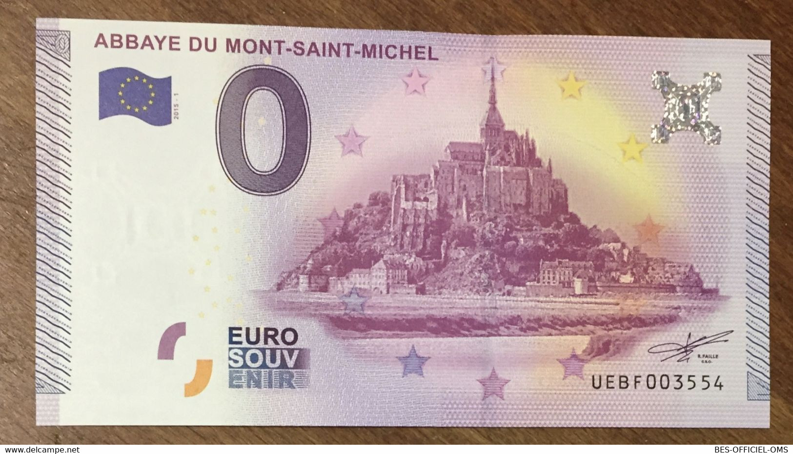 2015 BILLET 0 EURO SOUVENIR DPT 50 ABBAYE DU MONT SAINT-MICHEL ZERO 0 EURO SCHEIN BANKNOTE PAPER MONEY - Essais Privés / Non-officiels