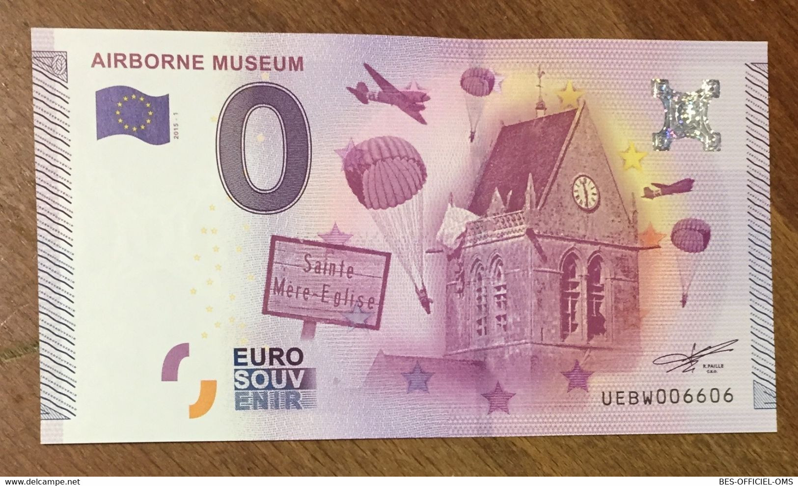 2015 BILLET 0 EURO SOUVENIR DPT 50 AIRBORNE MUSEUM ZERO 0 EURO SCHEIN BANKNOTE PAPER MONEY - Essais Privés / Non-officiels