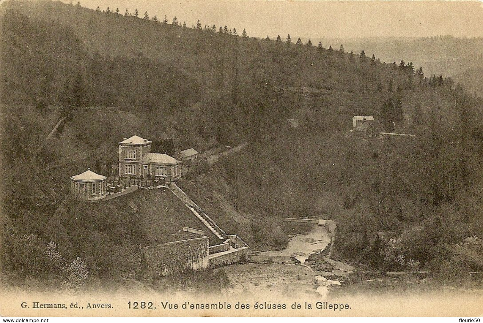 1282. Vue D'ensemble Des écluses De La GILEPPE. Oblitérations Dolhain Et Gand 1910. Communes De Jalhay Et Baelen. - Baelen