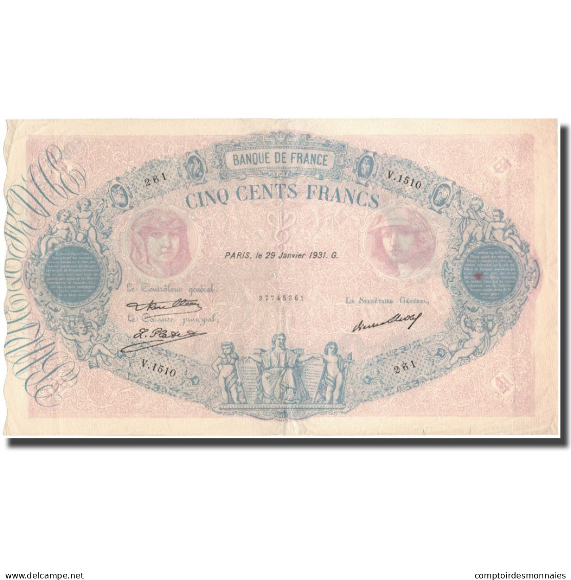 France, 500 Francs, Bleu Et Rose, 1931-01-29, TTB, Fayette:30.34, KM:66l - 500 F 1888-1940 ''Bleu Et Rose''