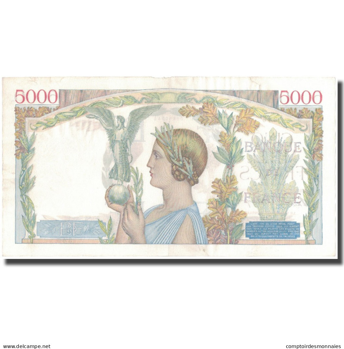 France, 5000 Francs, Victoire, 1938-12-08, TB+, Fayette:46.1, KM:97a - 5 000 F 1934-1944 ''Victoire''