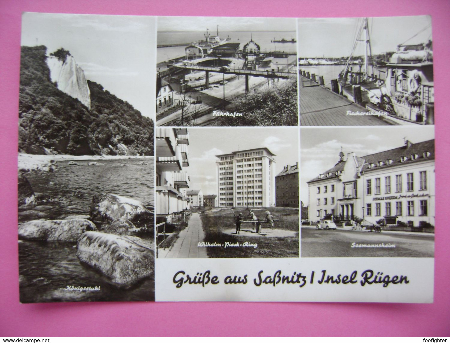 Insel Rügen: SAßNITZ - Fährhafen, Fischereihafen, Königsstuhl, Wilhelm-Pieck-Ring, Seemannsheim - Posted 1974 - Sassnitz