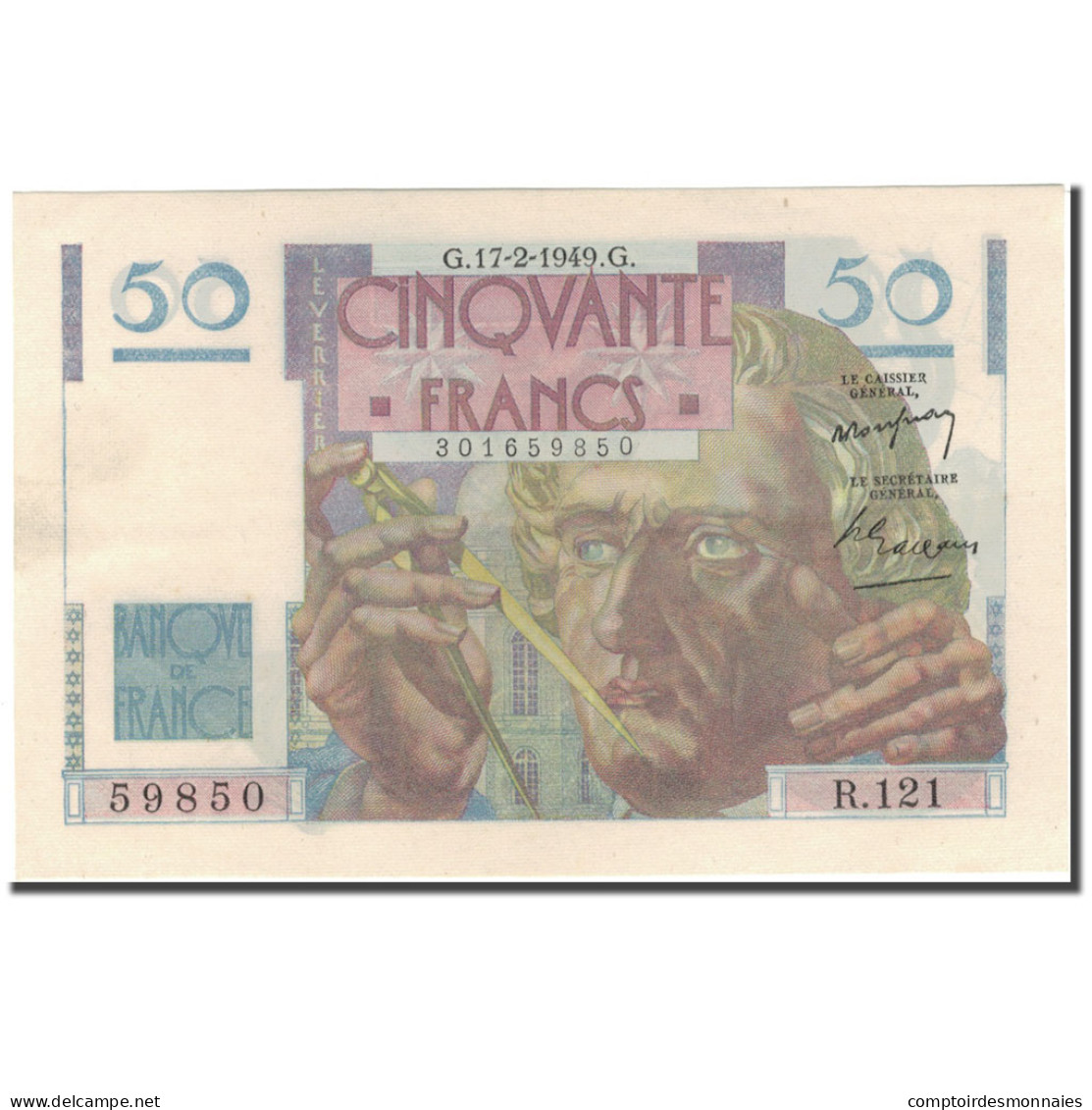 France, 50 Francs, Le Verrier, 1949-02-17, SPL, Fayette:20.11, KM:127b - 50 F 1946-1951 ''Le Verrier''