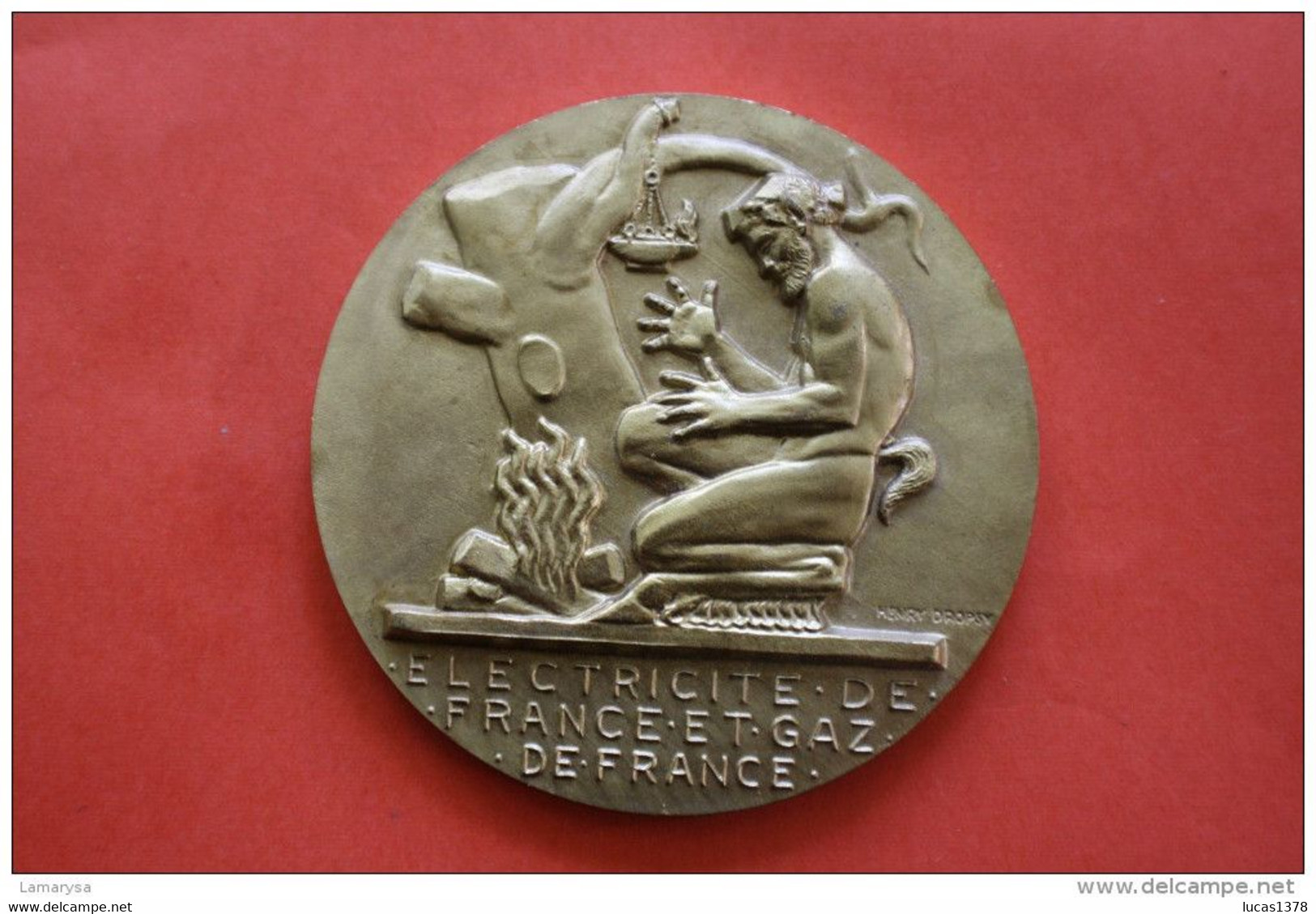 Ancienne Médaille De Bronze, EDF Electricité Et Gaz De France / F.SIGHIERI , Dieu PAN, 20 Années De Service - Professionals / Firms