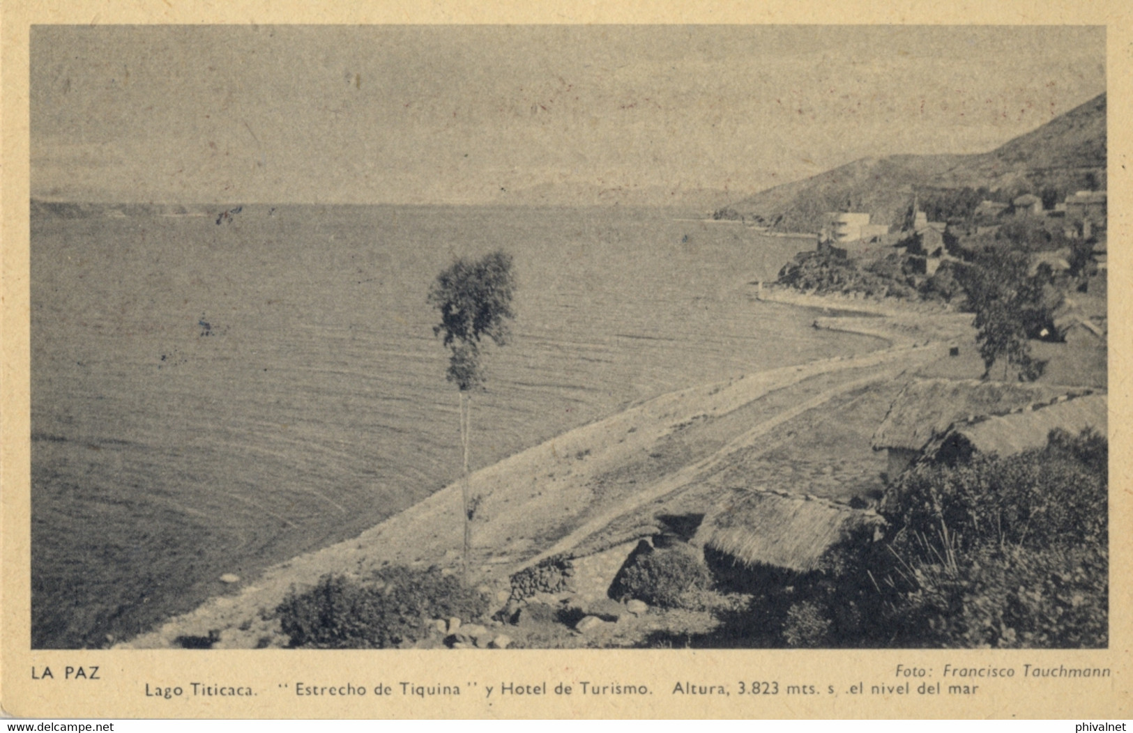 BOLIVIA , ENTERO POSTAL / STATIONERY , NO CIRCULADO , LA PAZ - LAGO TITICACA , ESTRECHO DE TIQUINA Y HOTEL DE TURISMO - Bolivie