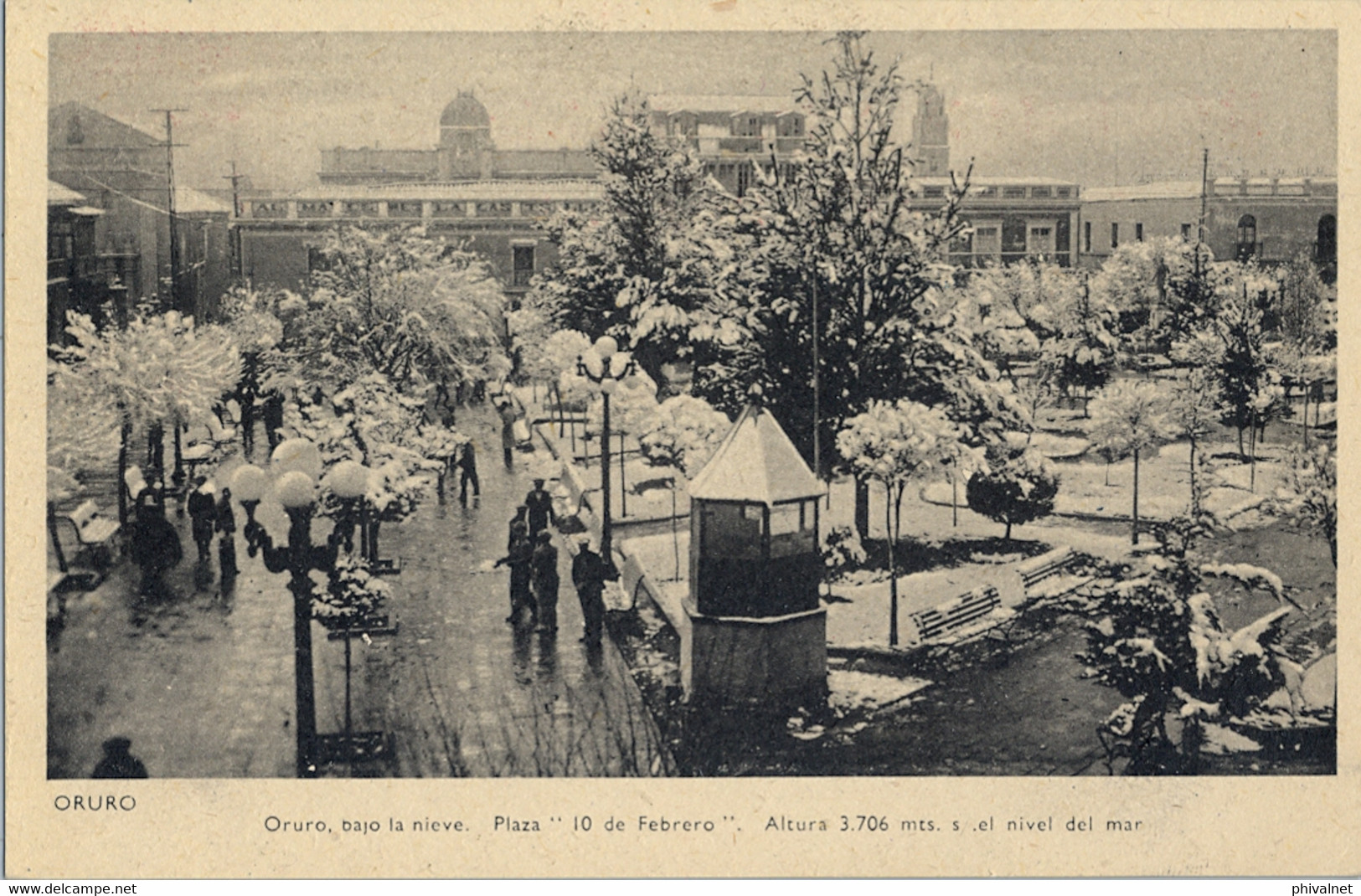 BOLIVIA , ENTERO POSTAL / STATIONERY , NO CIRCULADO , ORURO - BAJO LA NIEVE , PLAZA 10 DE FEBRERO , MINERIA , MINING - Bolivien