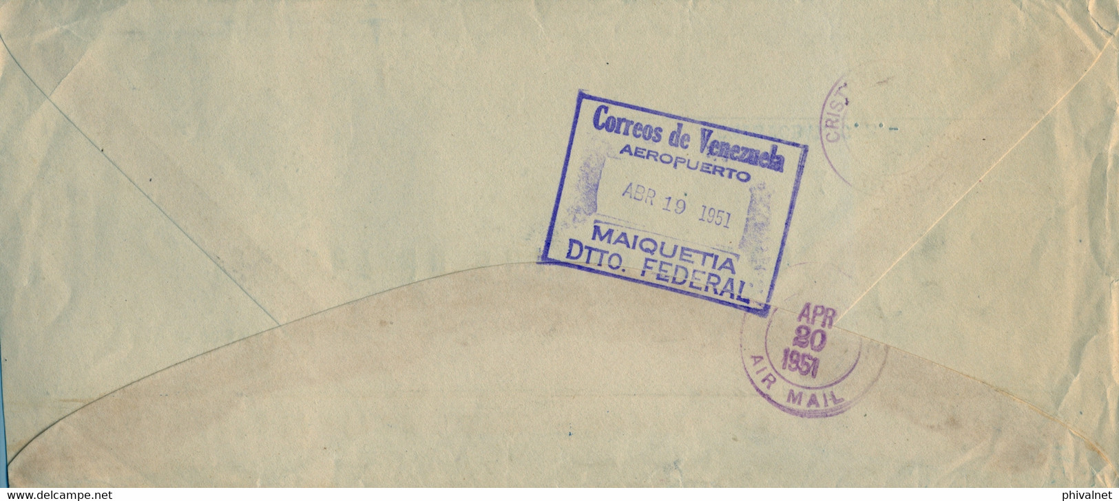 1951 , VENEZUELA , BULTOS POSTALES , LA GUAIRA - OFICINA PRINCIPAL DE CORREOS , CIRCULADO A CRISTOBAL - CANAL ZONE - Venezuela