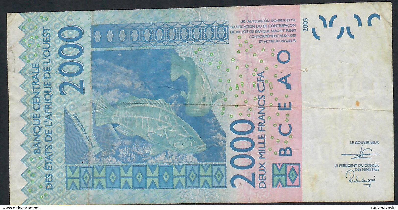 W.A.S. SENEGAL P716Kt 2000 FRANCS (20)20  2020   2 P.h.    AVF - Estados De Africa Occidental