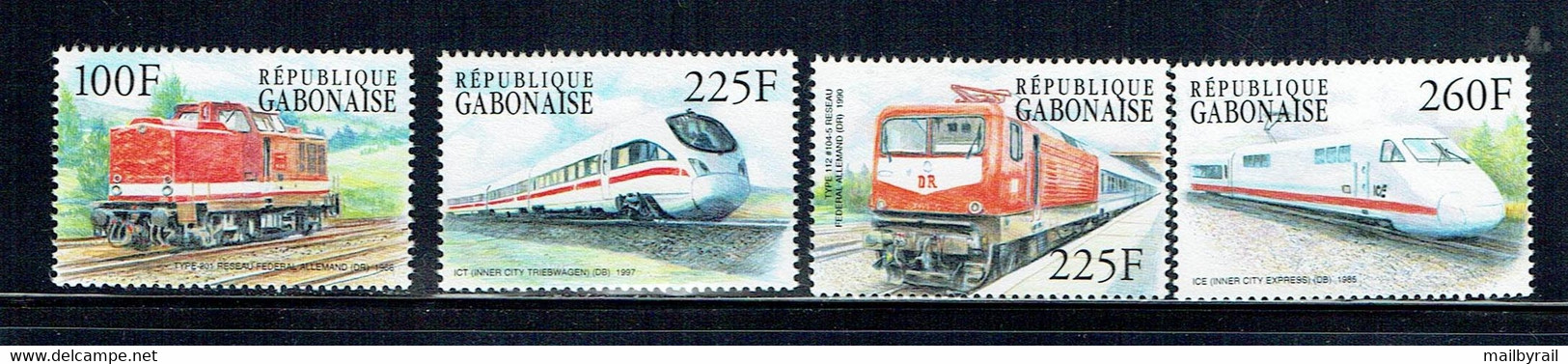 Gabon 2000 Railways Set Of 16 In Two Sheetlets + 4 Stamps Unmounted Mint - Gabon (1960-...)