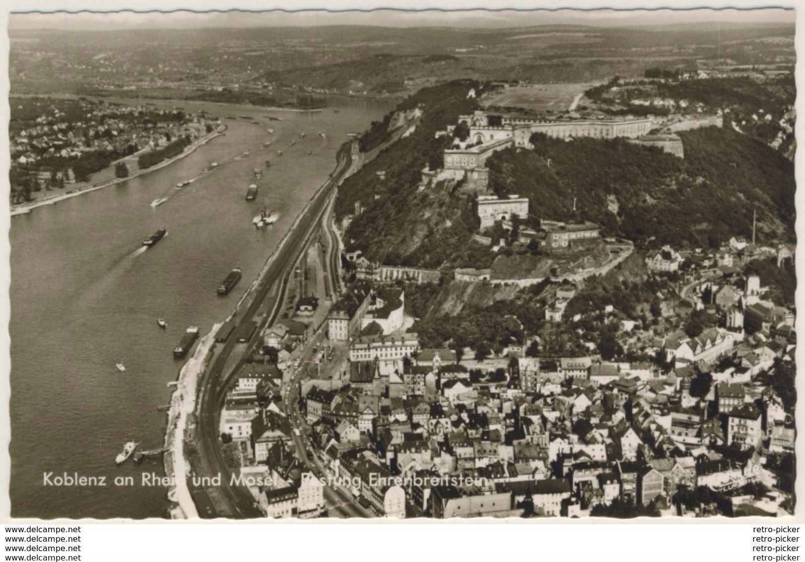 AK Koblenz Am Rhein Luftaufnahme Teil Der Stadt Und Festung Ehrenbreitenstein - Altri & Non Classificati