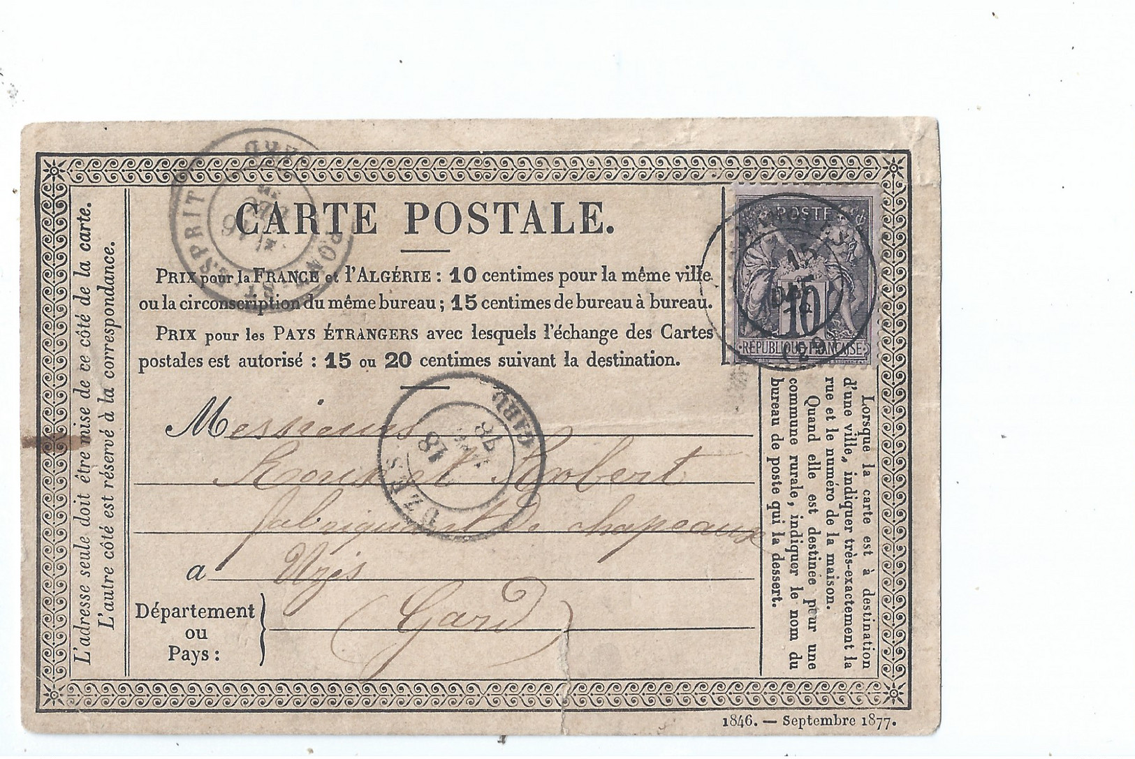 Cpa - Dpt  - Gard  - Uzes - Carte Postale - (  Selection  )  Rare  1878 - Other & Unclassified