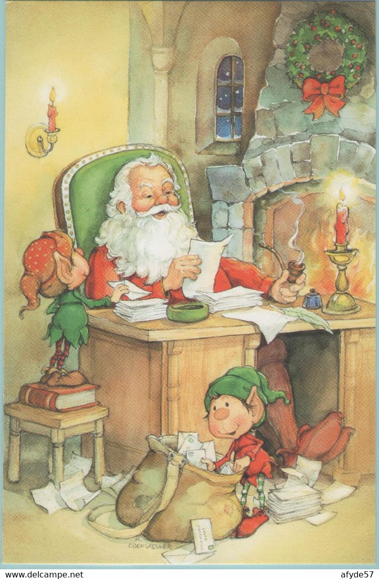 CPM:  Illustrateur  K.  ODENWELLER :  Lecture Du Courier Par Le Pére Noël Et Ses Lutins (format 105 X 160)  (G473) - Sonstige & Ohne Zuordnung