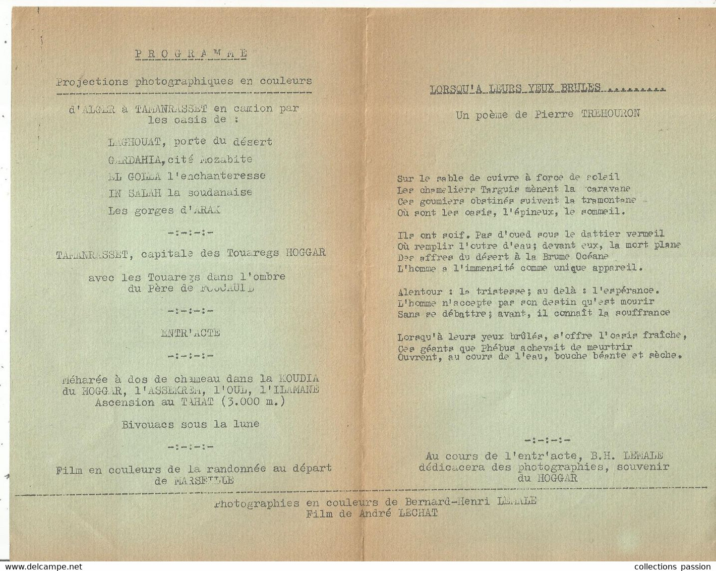 Programme ,les Cheminots De L'union Catholique D'Asnières , Du Sahara Au Hoggar Mystérieux ,1955, Frais Fr 1.55 E - Programmes