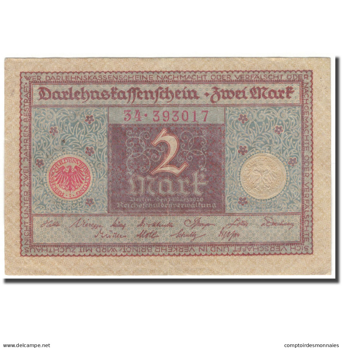 Billet, Allemagne, 2 Mark, KM:60, TTB - 2 Rentenmark