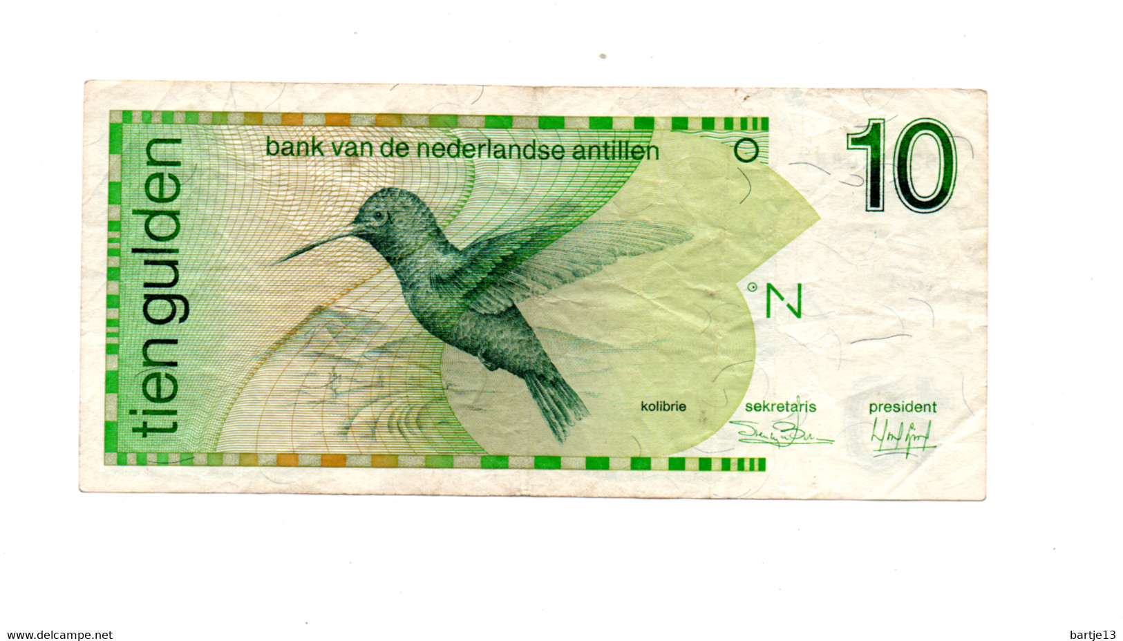 NEDERLANDSE ANTILLEN 10 GULDEN 31.3.1986 PICK 23 A CIRC. - Niederländische Antillen (...-1986)