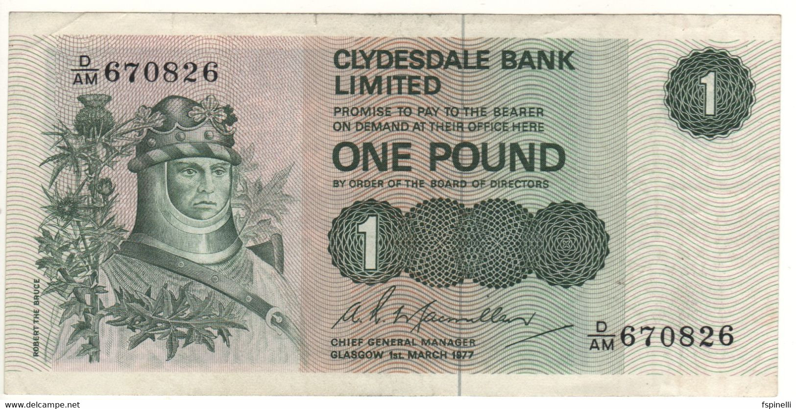 SCOTLAND  1 Pound  Clydesdale Bank   P204c    Dated  Glasgow 1st  March  1977 - 1 Pond