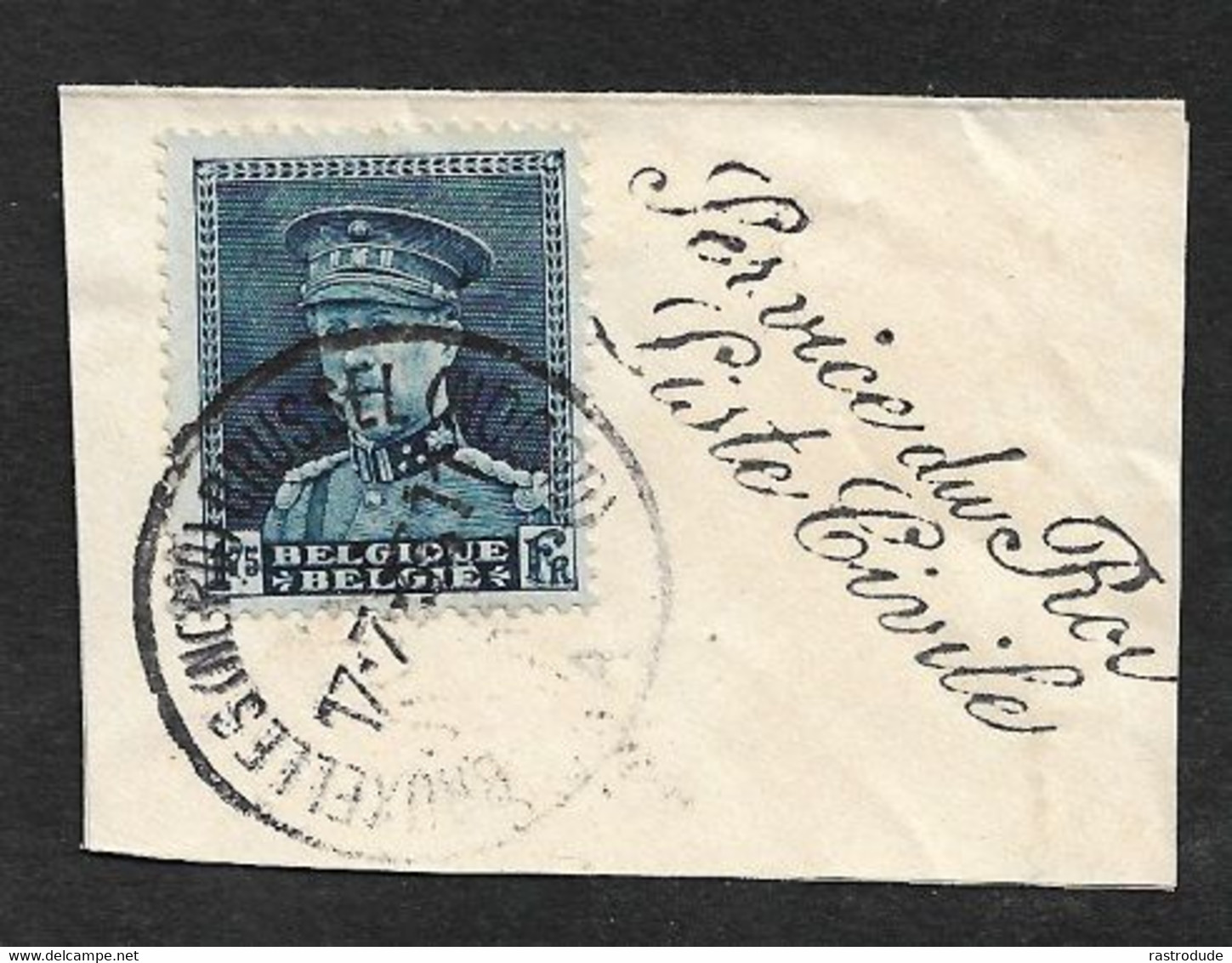 1933 - BELGIQUE - 1Fr.75 Yv.320 Sur Pièce SERVICE DU ROI / LISTE CIVIL - Gebruikt