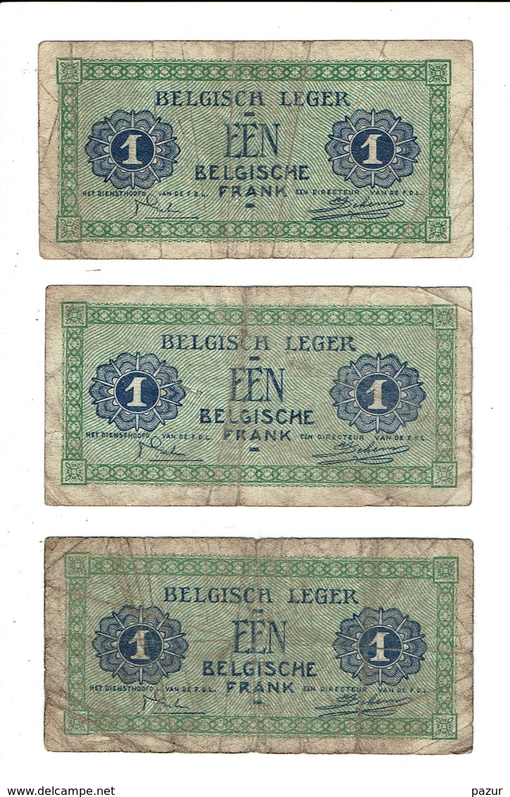 BELGIQUE - 3 BILLETS DE 1 FR - OCCUPATION ALLEMANDE - Autres & Non Classés