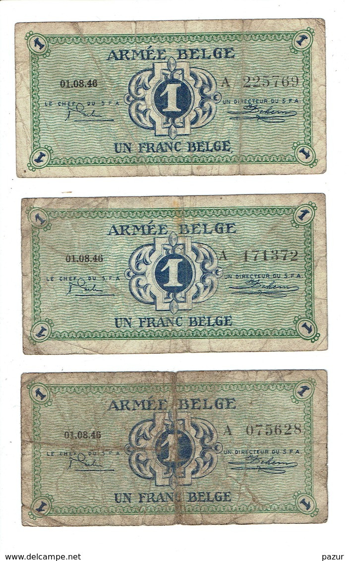 BELGIQUE - 3 BILLETS DE 1 FR - OCCUPATION ALLEMANDE - Other & Unclassified