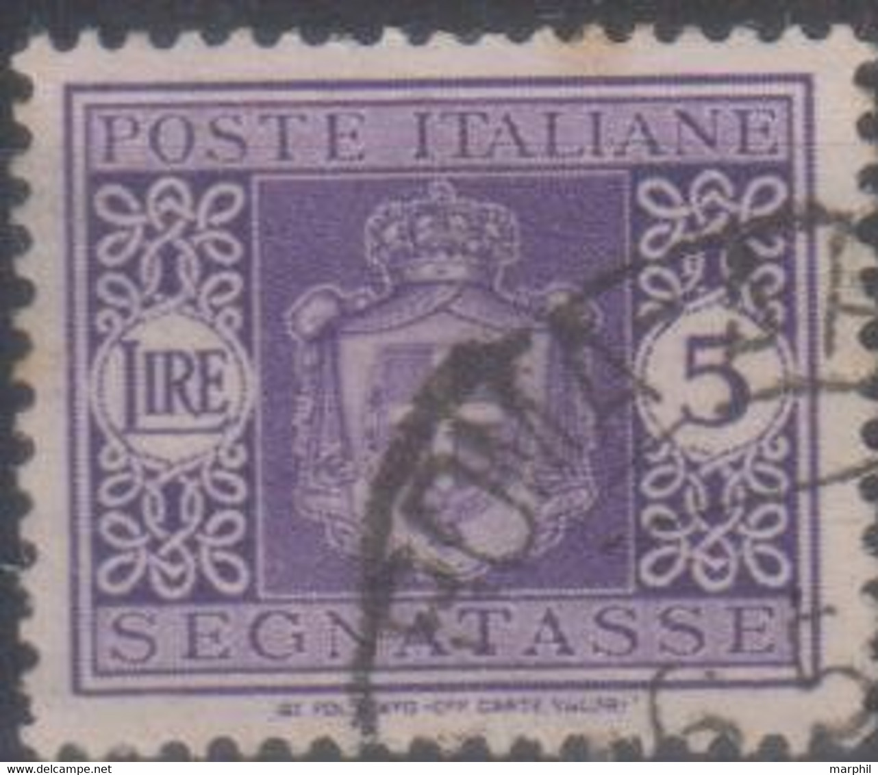 Italia Segnatasse 1945 Ruota/no Fasci Lire 5 SaN°94 (o) - Taxe