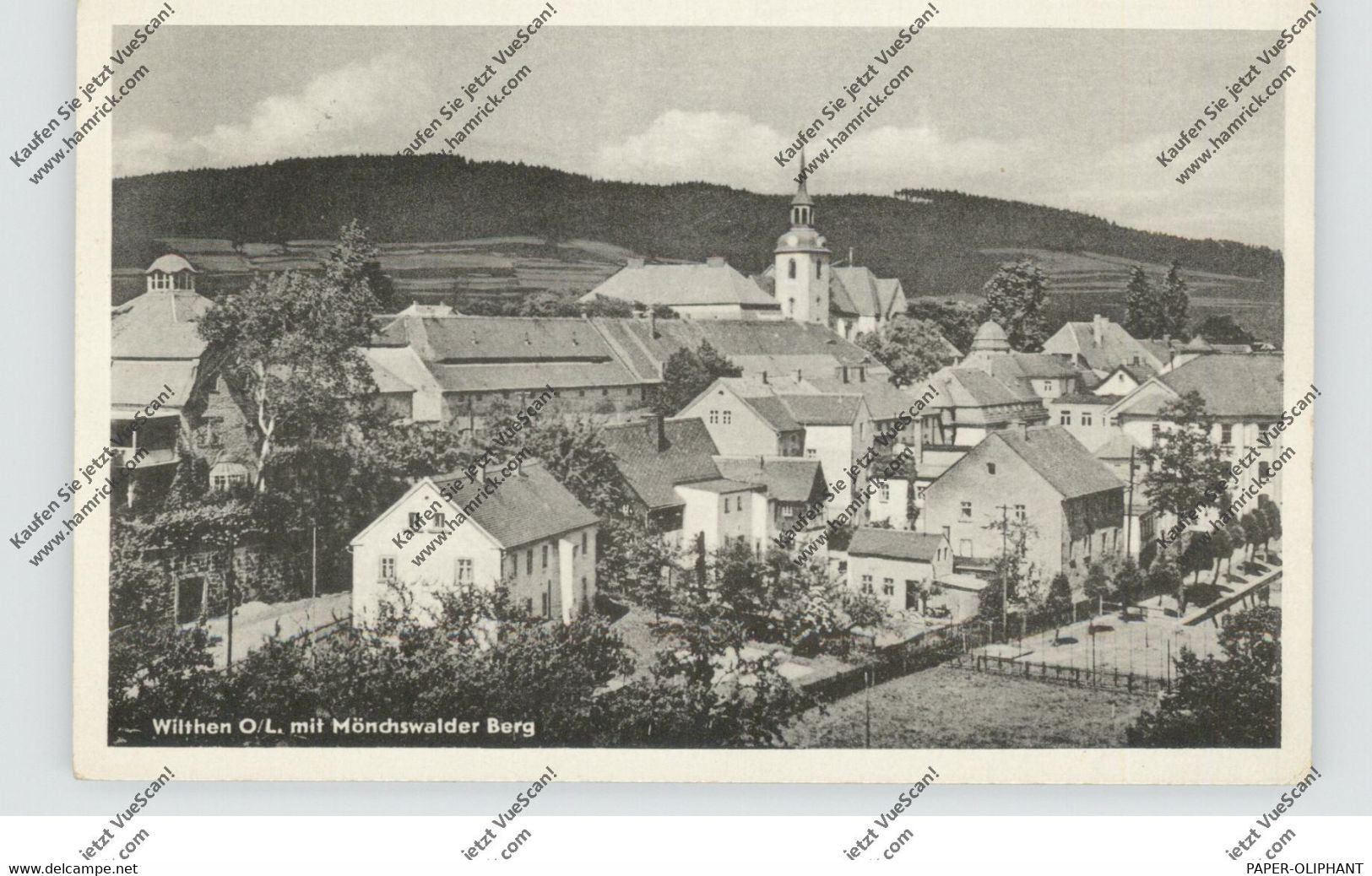 0-8609 WILTHEN, Ortsansicht Mit Mönchswalder Berg, Bahnpost Dresden - Zittau, 1957, An Die EXPO 1958, Esperanto - Wilthen