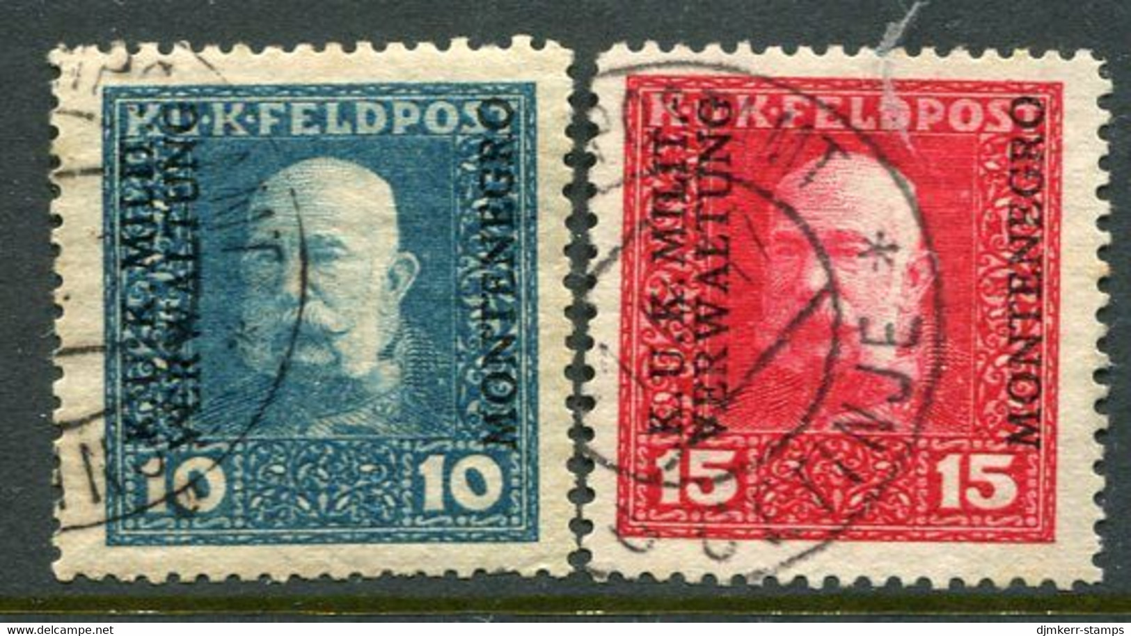 AUSTRIAN FELDPOST In MONTENEGRO 1917 Overprint On 10 H. And 15 H. Used.  Michel 1-2 - Usati