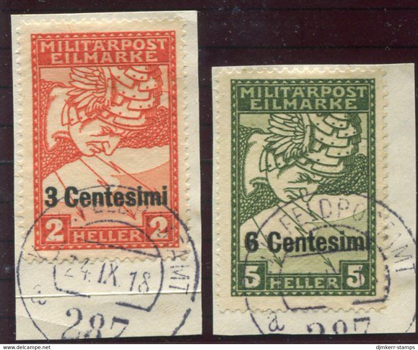 AUSTRIAN FELDPOST In ITALY 1917 Overprint On Newspaper Express Stamps. Used On Pieces.  Michel 24-25 - Gebruikt