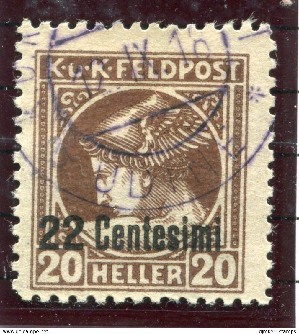 AUSTRIAN MILITARY POST In ITALY 1918  22 C. On 20 H.Newspaper Stamp.perforated 11½  Used.  Michel 23B - Gebraucht